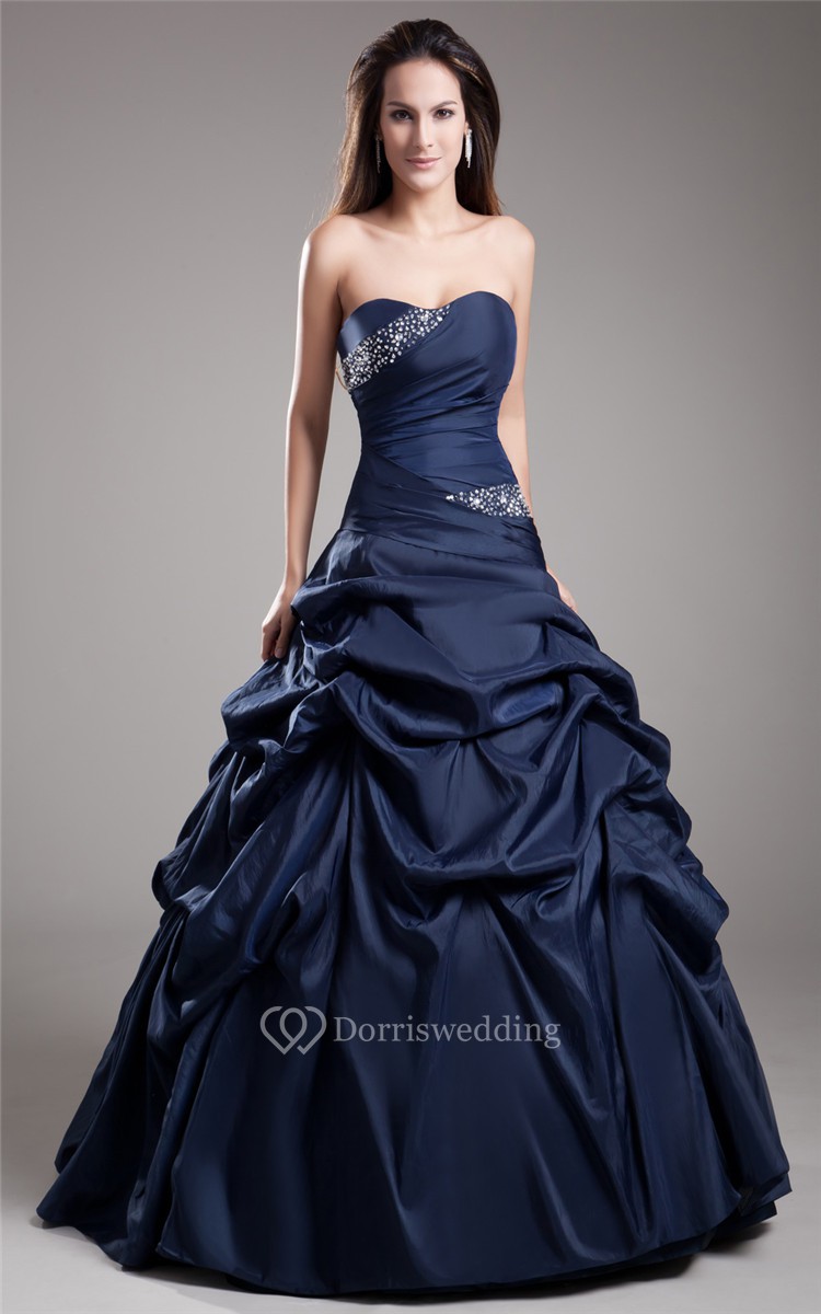 A Line Taffeta Ball Gown With Ruching And Beading Dorris Wedding 6174