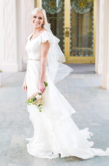 ruffle top wedding dress