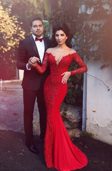 red sexy wedding dress