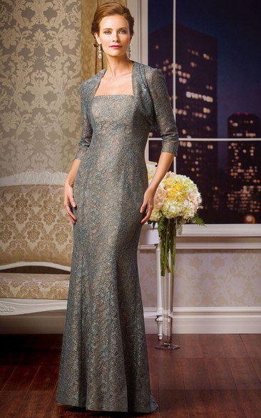 3-4 Sleeved Gown With Lace Bodice And Keyholes Back - Dorris Wedding